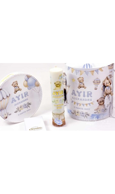 Trusou botez cu ursuleti albastri si baloane de aer cald Teddy Bear Bleu Hot Air Balloons 10